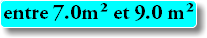 entre 7.0m² et 9.0 m²